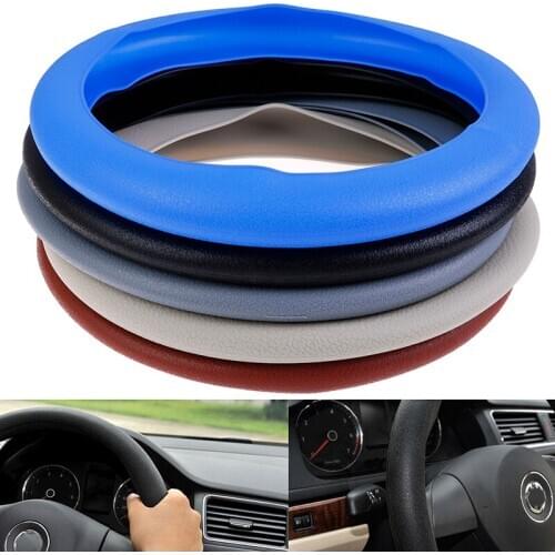 1PC Car Steering Wheel Cover Auto Texture Anti-Slip Car Elastic Silicone 32-40cm