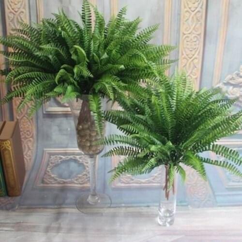 10pcs 7 Branches Artificial Lifelike Large Boston Fern Plant Green Grass Home Decorations Plants Ornamental Plant For Wedding