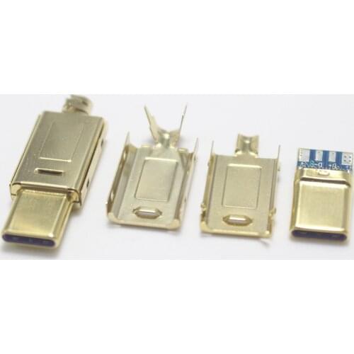 100set USB 2.0 5A Welding Type Male Plug Nickel+50Set 5A type C Gold