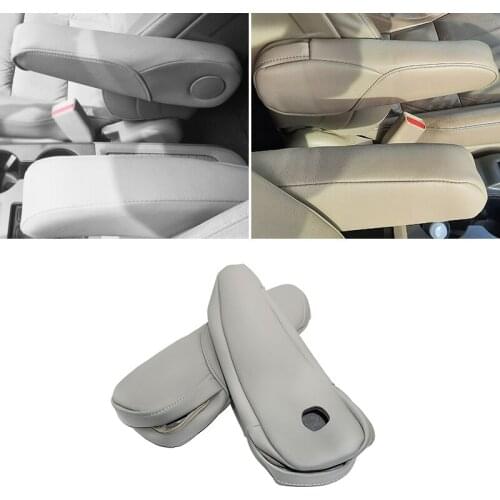 2pcs Gray PU Leather with Sponge Armrest Cover For Honda CRV CR-V 2007 2008 2009 Interior Side Seat Armrest Handle Cover Trim