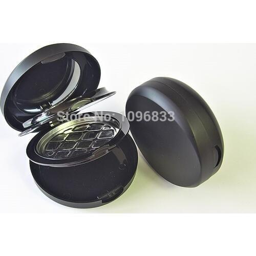 3 Layers Black Cosmetic Blusher Compact Pan Dia. 58MM Make-up Powder Case Dry and Wet Powder Dual-purpose Box Puff, 10pcs/Lot