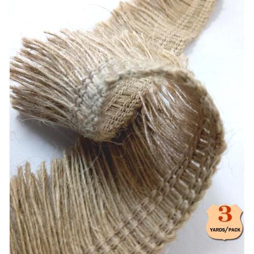 3yards pack Jute Fringe Trim natural beige width of 1.57 inch