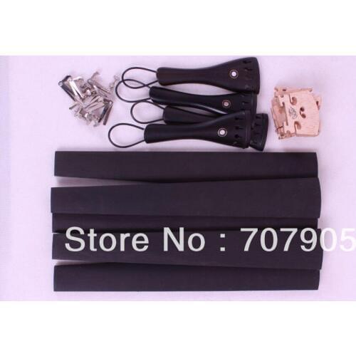 5 set 4/4 violin parts, tail gut tuner bridge ebony tailpiece fingerboard #E10