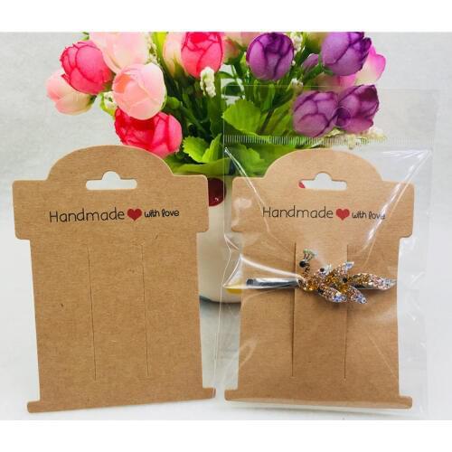 50Pcs/Lot Irregular Rectangle Shape Kraft Paper Hair Clip Cards Fashion Jewelry Displays Cards Hair Accessories Packaging Cards