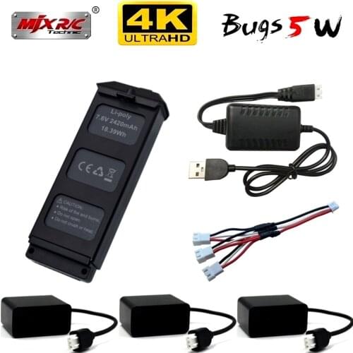 Original 7.6V 2420mAH LiPo Battery For MJX R/C Bugs 5W B5W 4K RC Quadcopter Spare Parts 7.6v Drone Battery For X5 Pro MJX B5W-4K