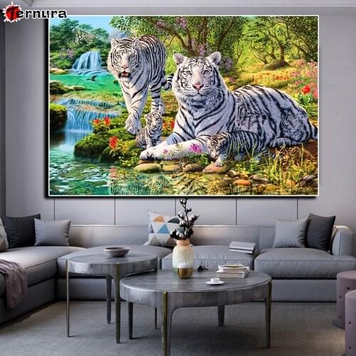 Diamond embroidery Animal white tiger full square drill diy Rhinestone painting cross stitch diamond painting mosaic home art
