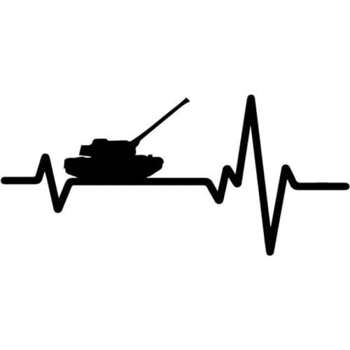 War Hell Electrocardiogram Tank Car Sticker High Quality Car Decoration Personality Pvc Waterproof Decal Black/white, 18cm*8cm