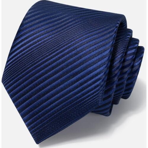 High Quality 2020 Designer New Fashion Wide Twill Dark Blue 8cm Ties for Men Zipper Necktie Business Formal Suit with Gift Box