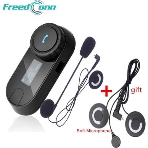 FreedConn TCOM-SC BT Interphone Bluetooth Motorcycle Helmet Intercom Headset LCD Screen FM Radio,Soft Microphone for CloseHelmet