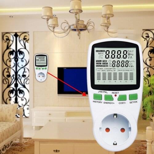 Digital Wattmeter LCD Energy Power Meter EU US UK AU French Measuring Outlet Wattage Analyzer Socket Voltage Current Monitor