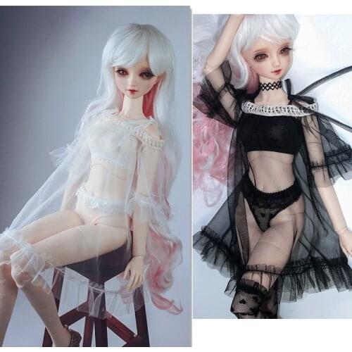D03-P164 children handmade toy 1/3 uncle Doll clothes BJD/SD doll clothes white black Net yarn bud nightgown set