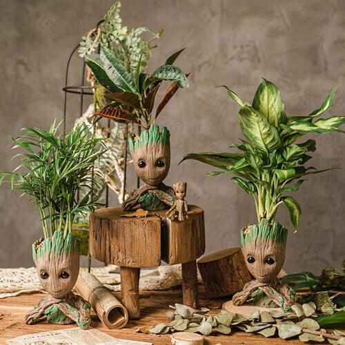 Home Office Pen Holder Desk Organizer Groot Home Decoration Storage Container Desk Accessories Retro Garden Flower Pot