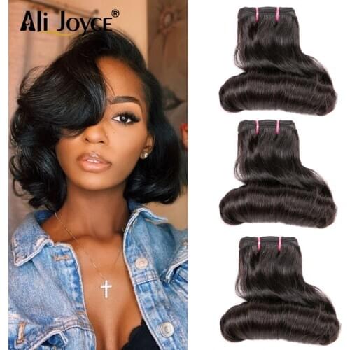 Double Drawn Egg curl hair bundles 4x4 Lace Closure Funmi Hair Bundles With Closure Brazilian Remy Human Hair #1B Ali Joyce