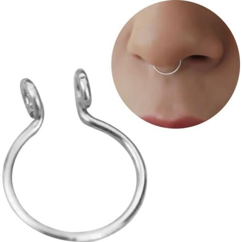 Round Beads Nose Ring Nostril Hoop Body Piercing Jewelry Non-Piercing Loop Open Nose Ring Women Jewelry Charm Decor Droshipping