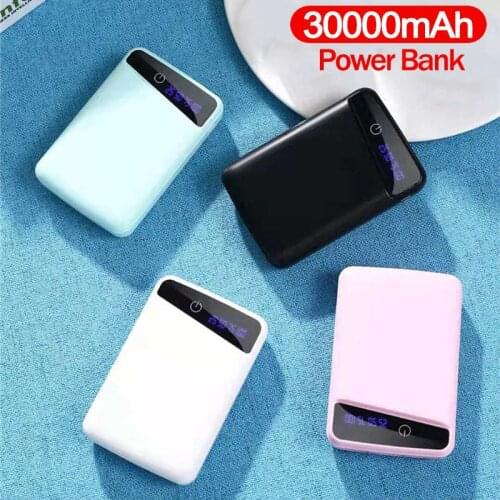 Mini 30000mAh Fast Charging Power Bank With Digital Display 3 USB Ports Portable Charger PowerBank for Xiaomi Samsung IPhone