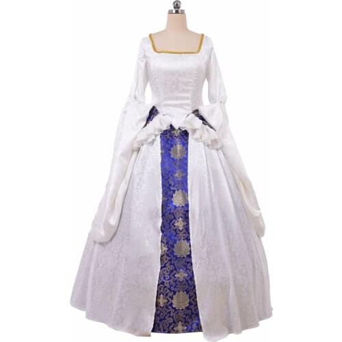Cosplaydiy Queen Cosplay Costume Anne of the Thousand Days Tudor Period dress Anne Boleyn white Dress
