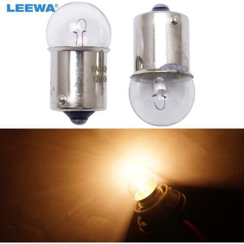 LEEWA 50pcs 1156 BA15S T16 12V 10W Car Clear Glass Lamp Turn Tail Bulb Car Indicator Halogen Lamp #CA2723