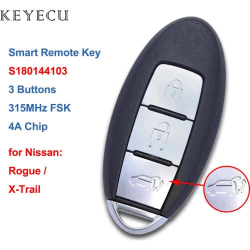 Keyecu S180144103 Smart Car Remote Key Fob 3 Buttons 315MHz ID47 Chip for Nissan X-Trail CMIIT ID: 2012DJ6167 - NSN14 Blade