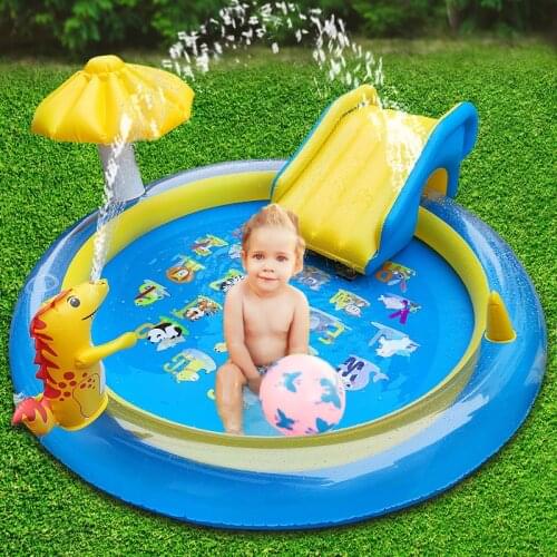 Cartoon Swimming Pool Inflatable Slide Fountain Outdoor Lawn Game Mat Childrens Water Toys Inflatable Dinosaur Fountain
