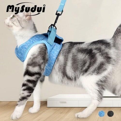 MySudui Light Weight Cat Harness And Leash Set Escape Proof Padded Walking Cat Vest Harness Adjustable Cat Walking Jacket Kitten