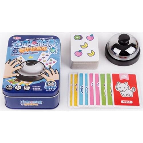 Halli Galli Board Game 2-6 Players Family Fruity Extreme Version with Metal Bell Speed Action Game for Friends Party