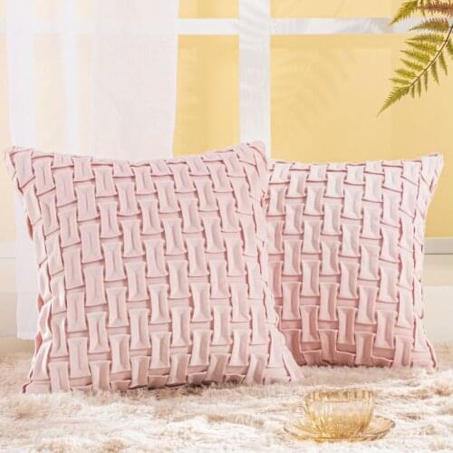 Pillowcases Pink Velvet Horizontal lattice Throw Pillow Cases Cushion Covers For Home Sofa Chair Decorative Pillow Cover