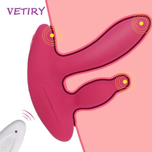 VETIRY Wearable Vibrator Dildo on Panty 11 Speed Anal Plug Vibrator Dual Motor Female Climax Sex Toys for Women Masturbation