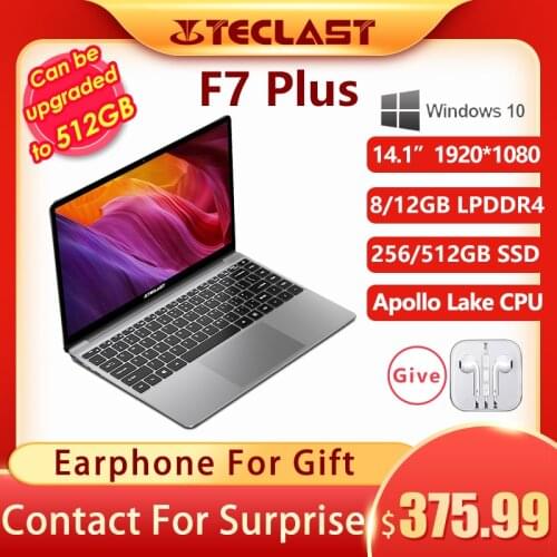 Teclast F7 Plus 14.1" 12GB RAM 256GB 512GB SSD Windows 10 Laptop 1920 x 1080 Intel Gemini Lake N4100 Backlit Keyboard Notebook