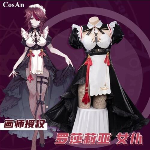 New Game Genshin Impact Rosaria Cosplay Costume Elegant Sweet Maid Dress Full Set Female Activity Party Role Play Clothing S-XL