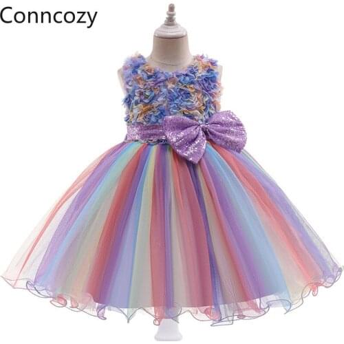 2021 Summer New Sleeveless Baby Girl Dresses Lace Princess Floral Kids Dress Party Birthday Ceremony Elegant Girl Bridesmaid