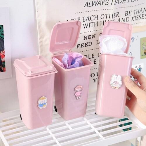 Originality of Content Pink Receive A Trash Can, Korea Cute Young Girl Heart Desktop Stationery Receive Barrel Brush Pot