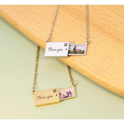 Personalized Envelope Locket • Custom Photo Pendant • Crayon Style • Handbag Letter Necklace • Gifts for Her • CHOOSE YOUR WORD