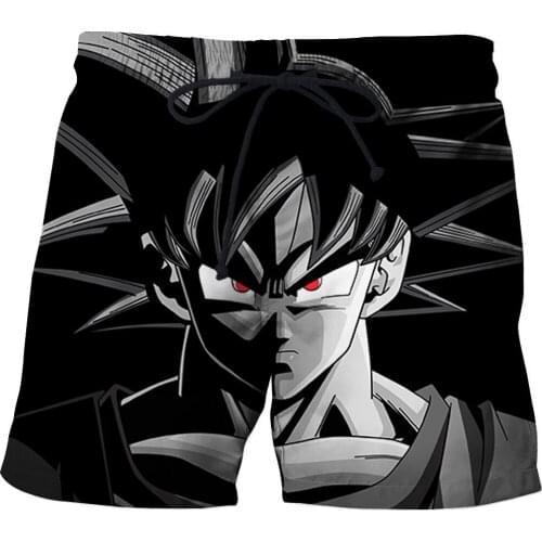 Fire Goku Anime 3D Printed Beach Shorts Mens Swim Shorts Men Board Shorts Plus Size Surfing Trunks Swimwear Running Short Pants