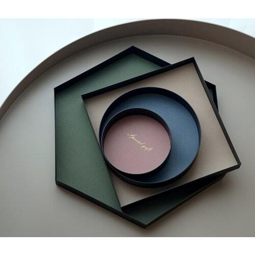 Nordic desktop grocery storage tray bedroom jewelry display tray living room porch leather key tray photo decoration tool