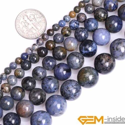 Natural Sunset Dumortierite Stone Semi Precious Blue Round Beads Selectable Size 4/6/8/10/12mm DIY Beads For Jewelry Making 15"