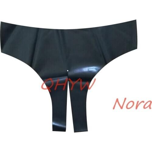 Rubber Latex Woman Open Crotch Panties Lingerie Latex Crotchless Exotic Briefs one slice seamless