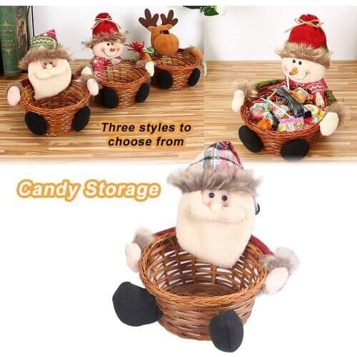 Christmas Candy Storage Basket Decoration Santa Claus Storage Basket Banboo Cloth Gift Xmas Candy Storage Basket 3