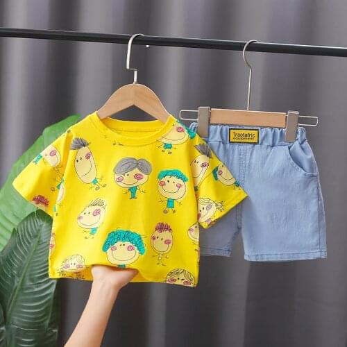Kids Cartoon Outfit Printe T-shirt Shorts 2Pcs/Sets New Fashion Baby Boys Girl Clothing Sets Children Cotton Tracksuits 0-5 YEAR