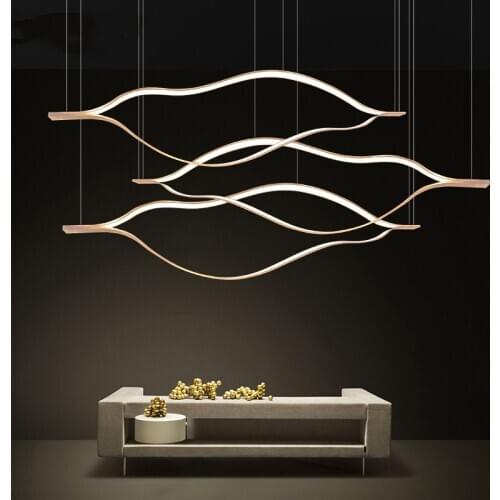 Modern Restaurant Chandelier Hotel Lobby Villa Living Room Study Light Wave-shaped Long Creative Suspension Lamps PA0689