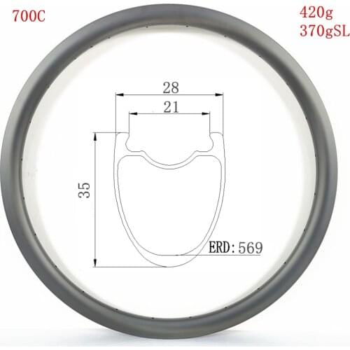 370g Superlight Road Carbon Rims 28mm width 35mm Depth Clincher And Tubeless Rim ultralight Rim 700C Carbon Rims
