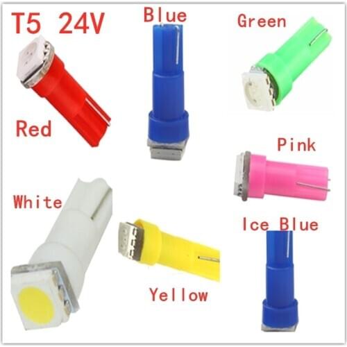 20Pcs T5 5050 1SMD 24V Wedge Dashboard LED Lights Bulbs Car Lnstrument Indicator AC Lamp Auto Interior Accessories 37 73 74 79