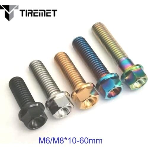 Tiremet Titanium Bolts Flange Hex Head Screw M6 M8x 10 15 16 18 20 25 30 35 40 45 50 55 60 mm Fit motor bicycle car