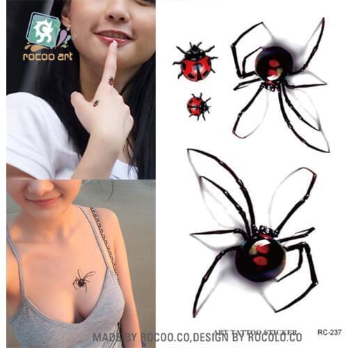 Harajuku waterproof temporary tattoos paper for lady women individuality 3d spider insect design tattoo sticker RC2237