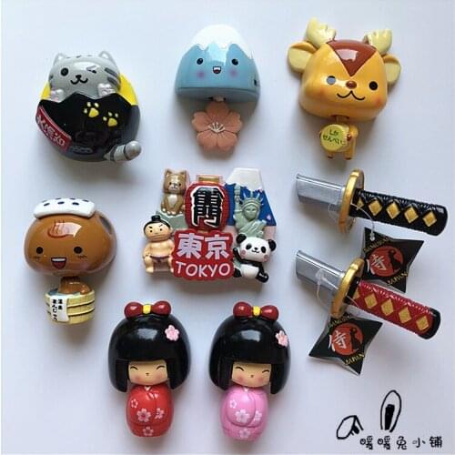 Japan Tourism Kimono Tokyo Hot Spring Maiji Resin Fridge Magnet Sticker