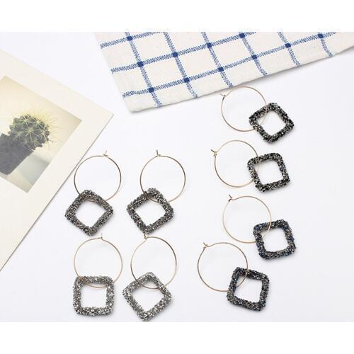 2019 Black Square Full Large Hoop Earring Gift For Women Fashion Earrings
