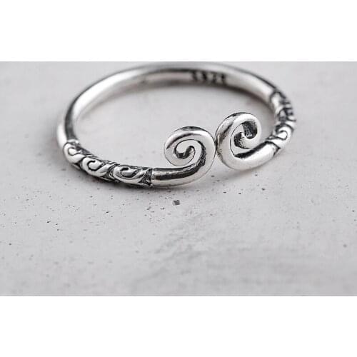 Retro Style 925 Sterling Silver hoops Open Rings For Women Vintage Jewelry Accessories Free Shipping Gold hoop curse Ring