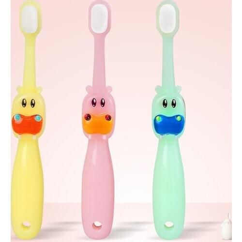 Children Kids Micro-Nano Sensitive Toothbrush Extra Super Soft 10000 Bristles Random Color Cartoon Hippo Cleaning Oral Care Tool