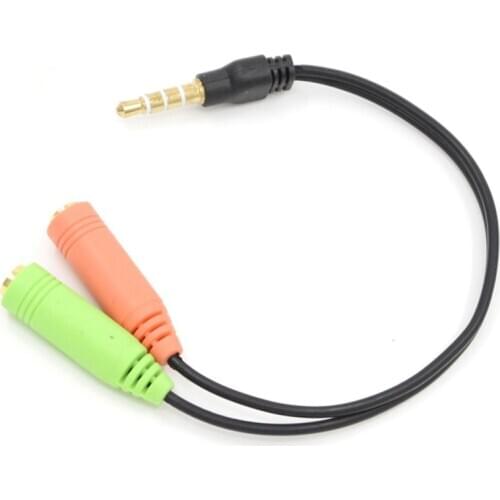 1* Audio Adapter Cable Combo 3.5mm Male 4 Pole to Dual 3.5mm Female For Xbox PS4