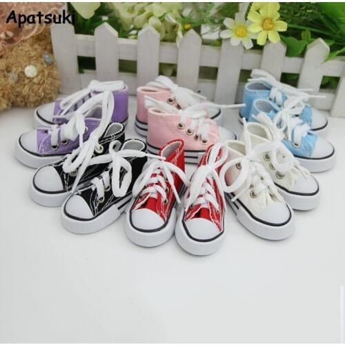 1Pair 7.5cm Canvas Shoes For 1/4 BJD Doll Mini Doll Shoes For 16 Inch Sharon doll Boots Casual Shoes For American Girl Dolls