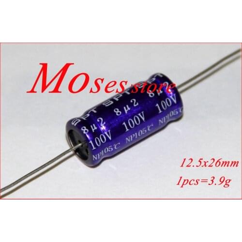 100v 8.2uf NP Bipolar Original New Axial Audio Electrolytic Capacitor Capacitance 13x26mm +/- 20